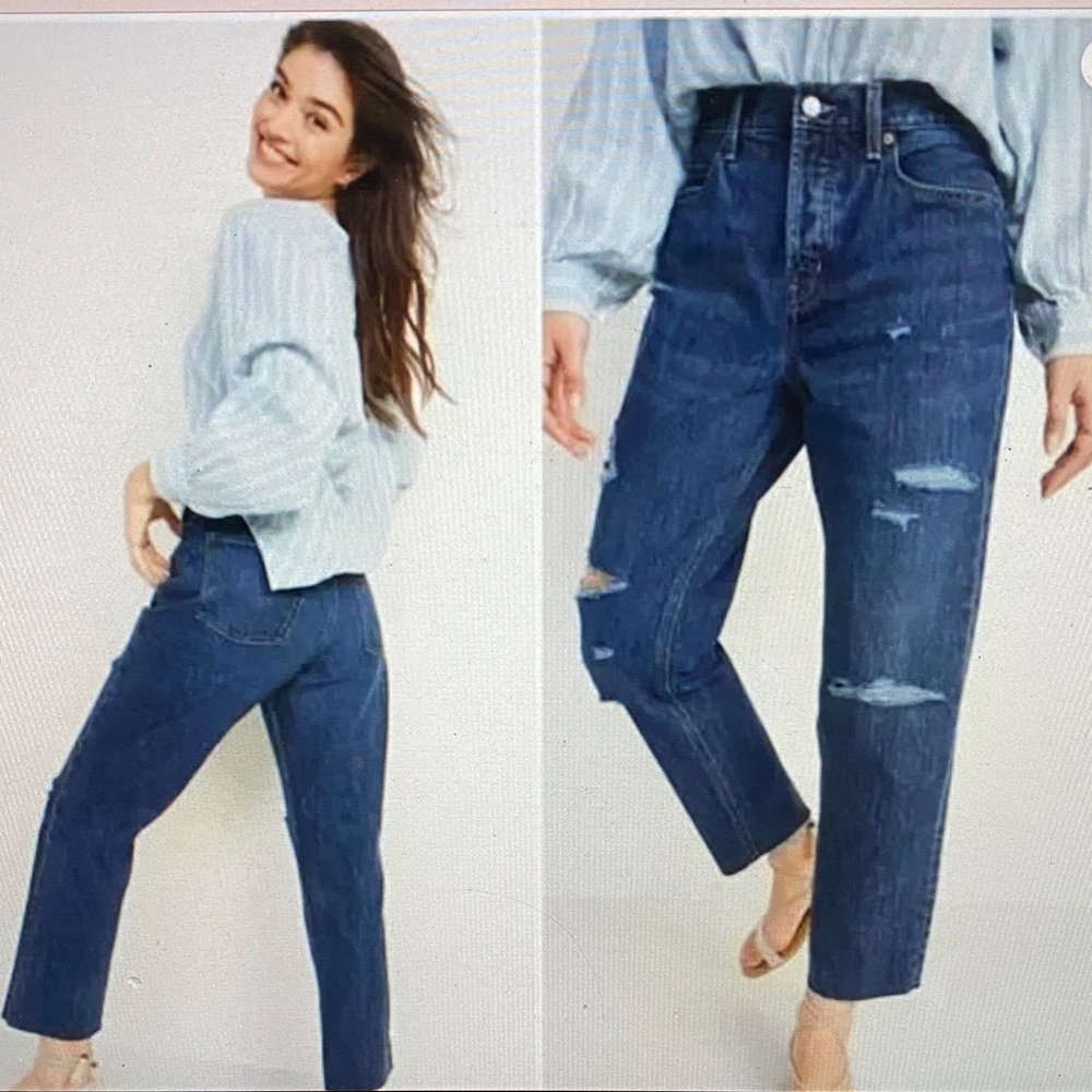NWT Old Navy Slouchy Straight Relaxed Distressed High Rise Cropped Jeans